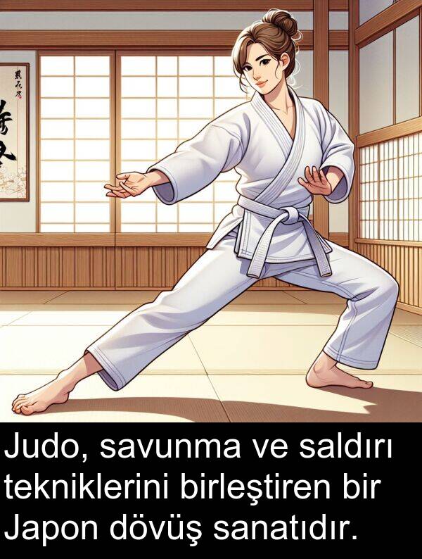saldırı: Judo, savunma ve saldırı tekniklerini birleştiren bir Japon dövüş sanatıdır.