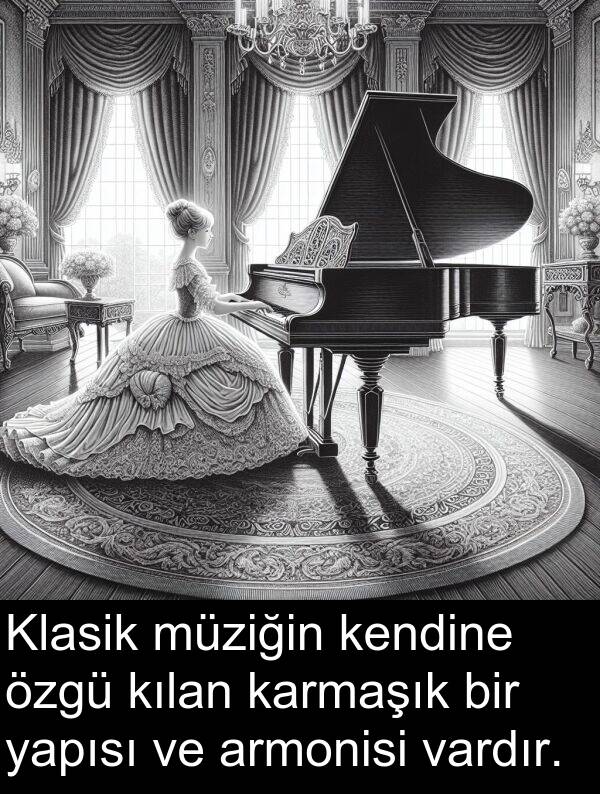 vardır: Klasik müziğin kendine özgü kılan karmaşık bir yapısı ve armonisi vardır.