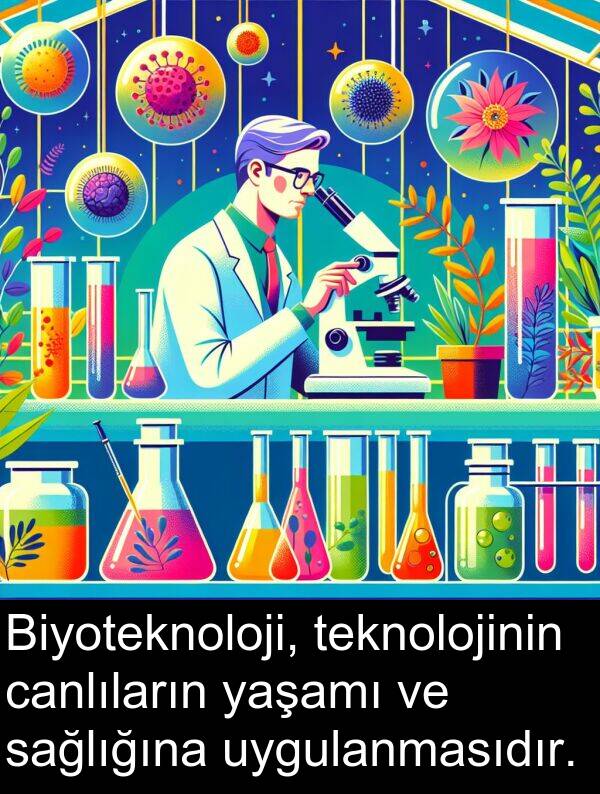 uygulanmasıdır: Biyoteknoloji, teknolojinin canlıların yaşamı ve sağlığına uygulanmasıdır.