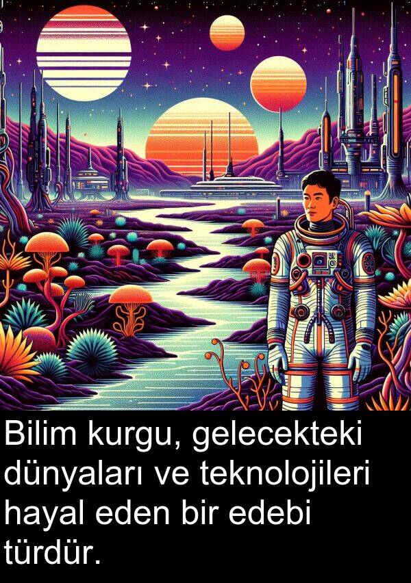 gelecekteki: Bilim kurgu, gelecekteki dünyaları ve teknolojileri hayal eden bir edebi türdür.