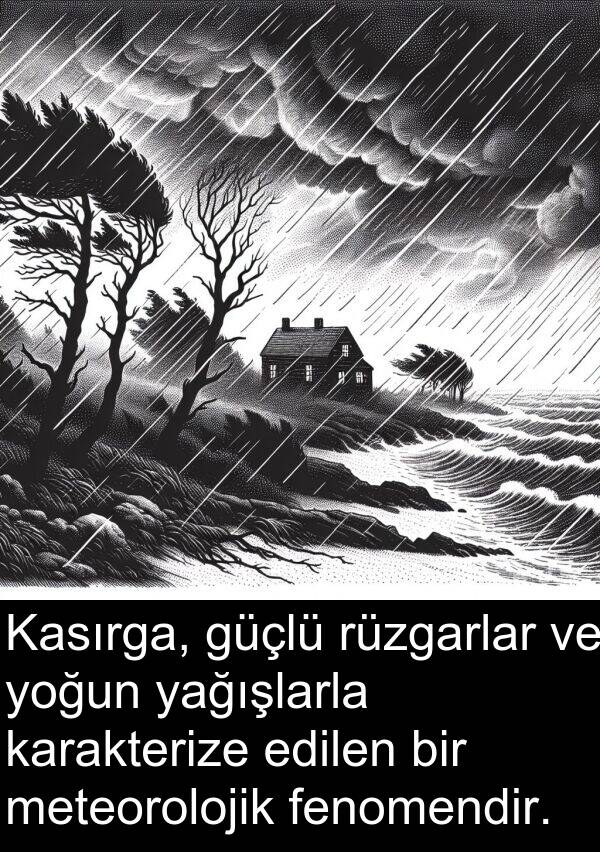 yağışlarla: Kasırga, güçlü rüzgarlar ve yoğun yağışlarla karakterize edilen bir meteorolojik fenomendir.