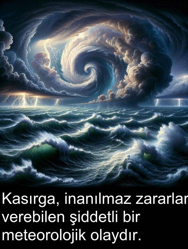 verebilen: Kasırga, inanılmaz zararlar verebilen şiddetli bir meteorolojik olaydır.