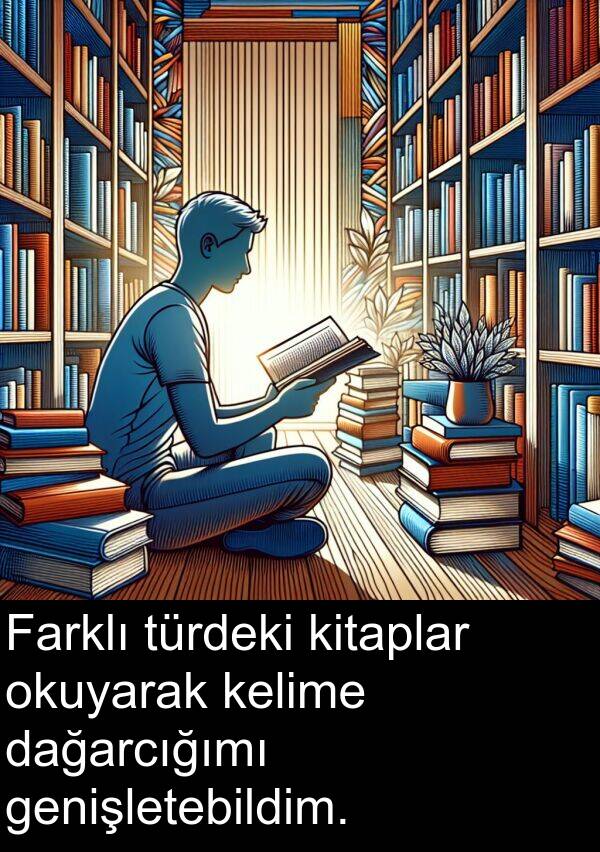 genişletebildim: Farklı türdeki kitaplar okuyarak kelime dağarcığımı genişletebildim.