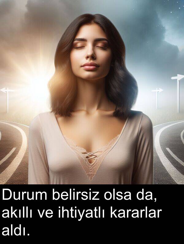 ihtiyatlı: Durum belirsiz olsa da, akıllı ve ihtiyatlı kararlar aldı.
