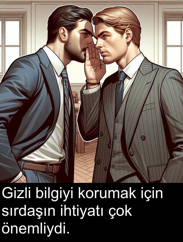 bilgiyi: Gizli bilgiyi korumak için sırdaşın ihtiyatı çok önemliydi.