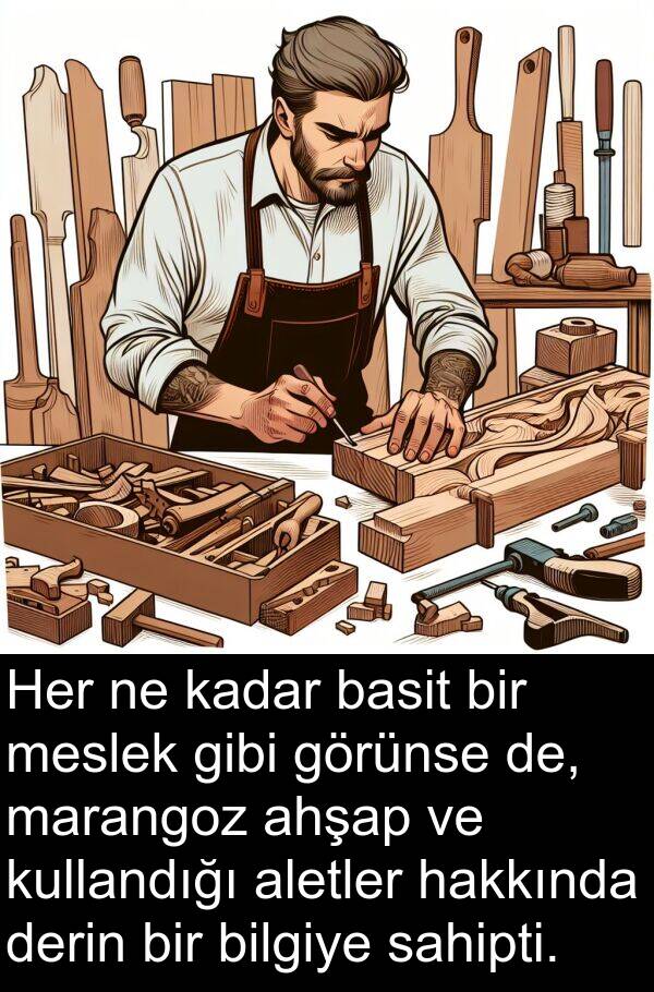 sahipti: Her ne kadar basit bir meslek gibi görünse de, marangoz ahşap ve kullandığı aletler hakkında derin bir bilgiye sahipti.