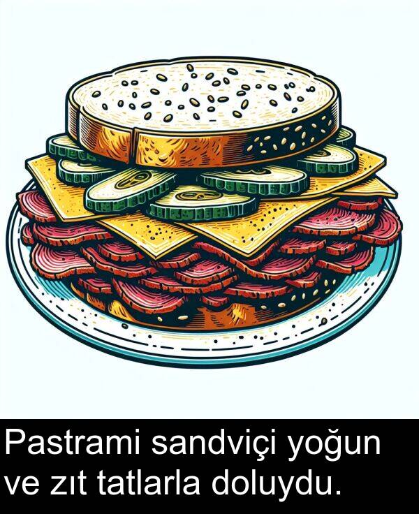 sandviçi: Pastrami sandviçi yoğun ve zıt tatlarla doluydu.