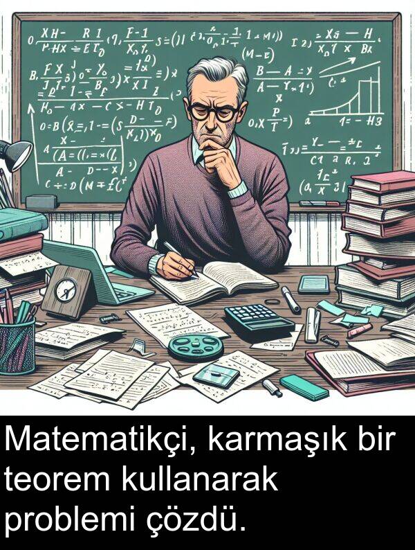 problemi: Matematikçi, karmaşık bir teorem kullanarak problemi çözdü.
