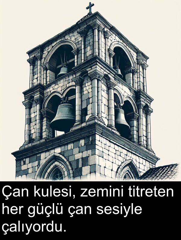 zemini: Çan kulesi, zemini titreten her güçlü çan sesiyle çalıyordu.