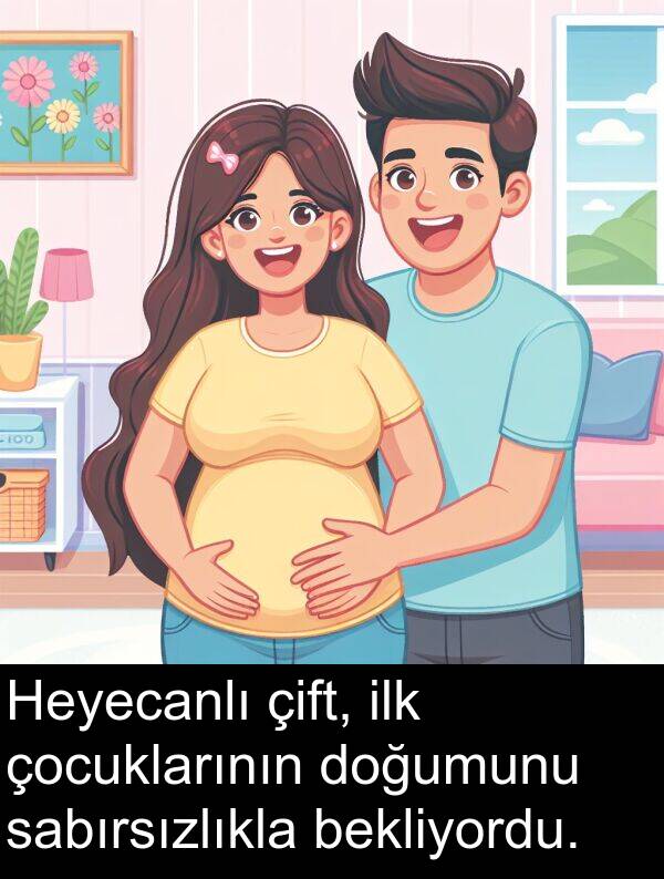 sabırsızlıkla: Heyecanlı çift, ilk çocuklarının doğumunu sabırsızlıkla bekliyordu.