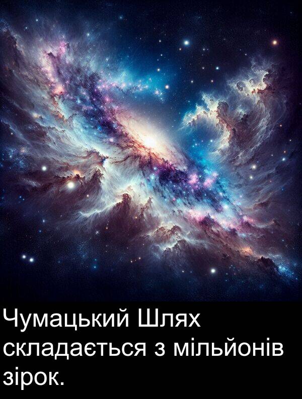 зірок: Чумацький Шлях складається з мільйонів зірок.
