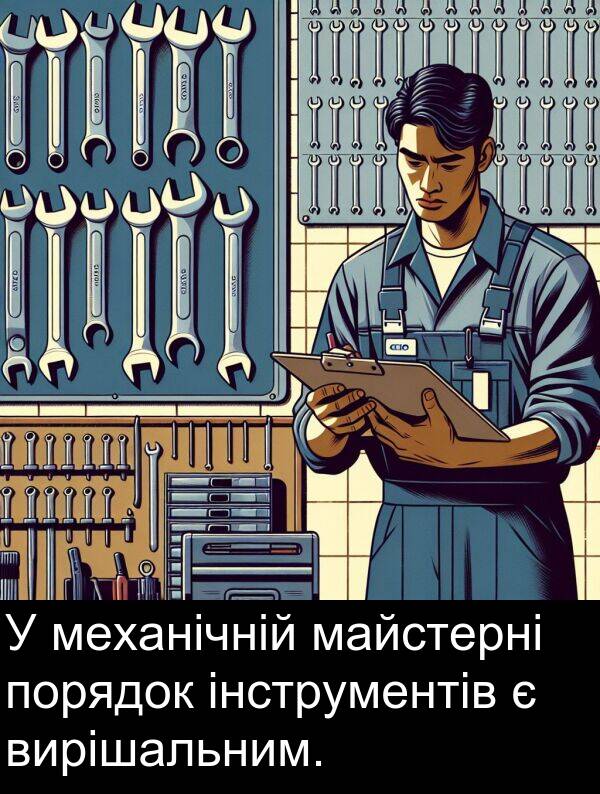 інструментів: У механічній майстерні порядок інструментів є вирішальним.