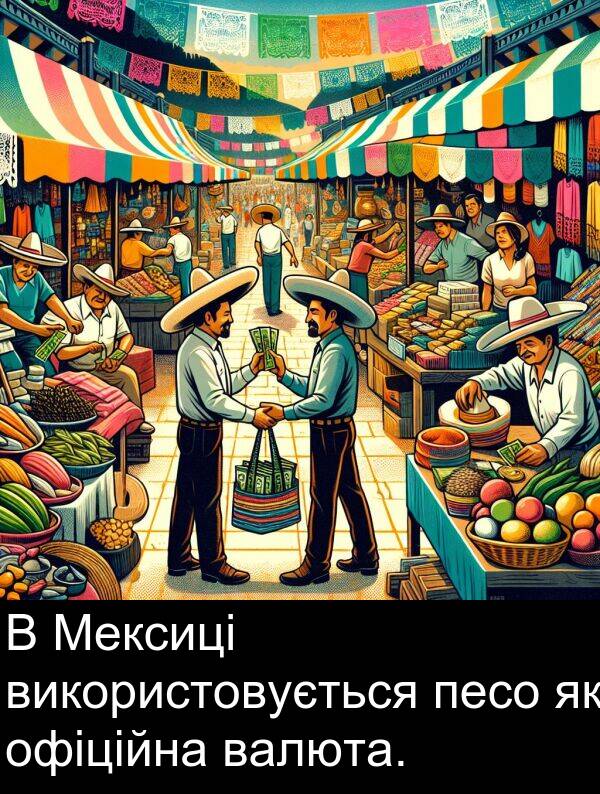 офіційна: В Мексиці використовується песо як офіційна валюта.