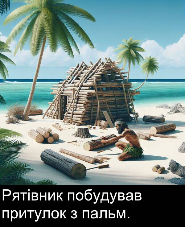 пальм: Рятівник побудував притулок з пальм.