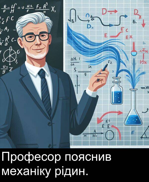 рідин: Професор пояснив механіку рідин.
