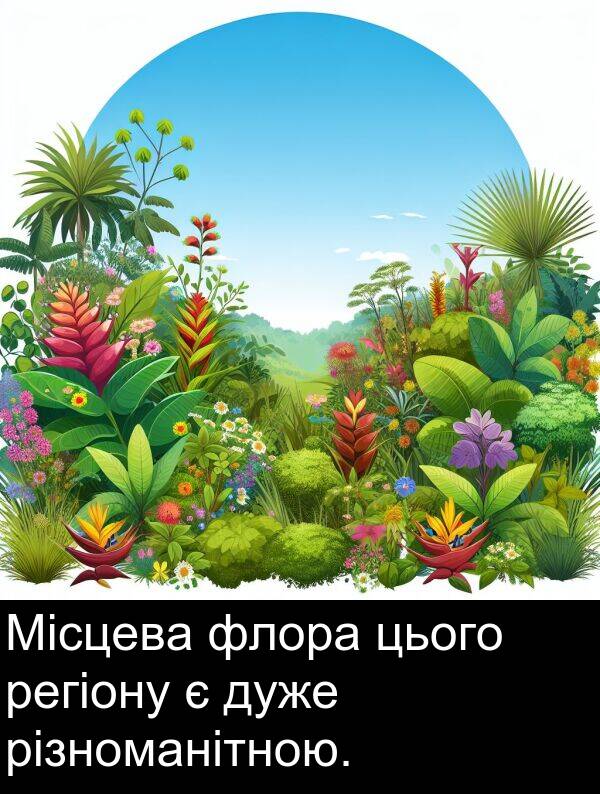 флора: Місцева флора цього регіону є дуже різноманітною.