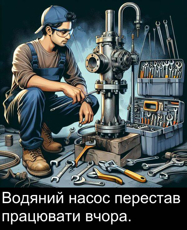 вчора: Водяний насос перестав працювати вчора.