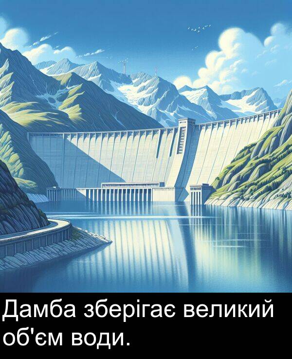 великий: Дамба зберігає великий об'єм води.