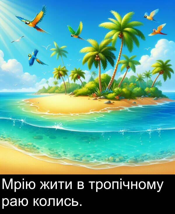 раю: Мрію жити в тропічному раю колись.