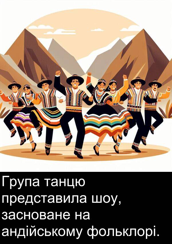 фольклорі: Група танцю представила шоу, засноване на андійському фольклорі.
