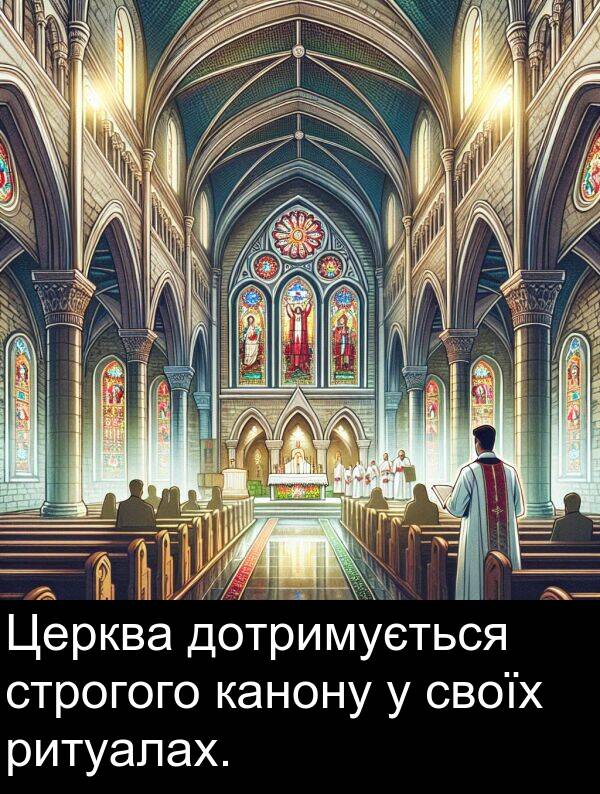 канону: Церква дотримується строгого канону у своїх ритуалах.
