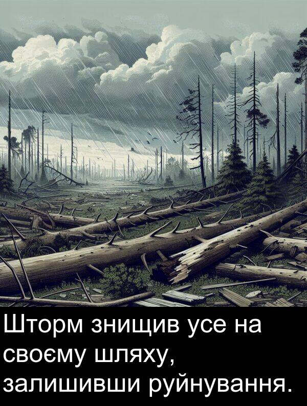 усе: Шторм знищив усе на своєму шляху, залишивши руйнування.