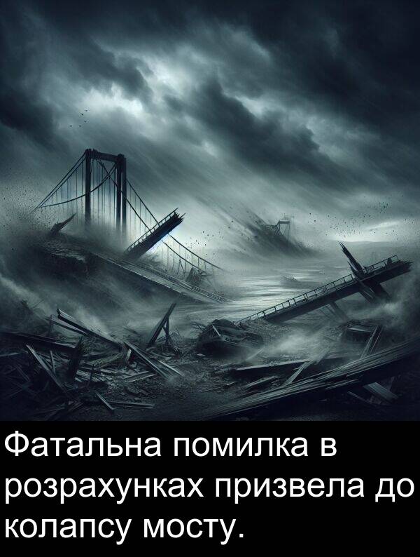 призвела: Фатальна помилка в розрахунках призвела до колапсу мосту.