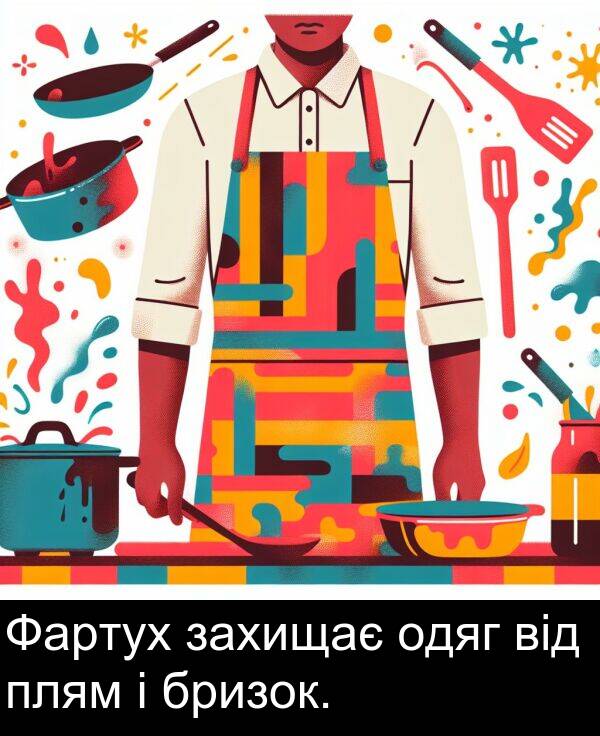 одяг: Фартух захищає одяг від плям і бризок.
