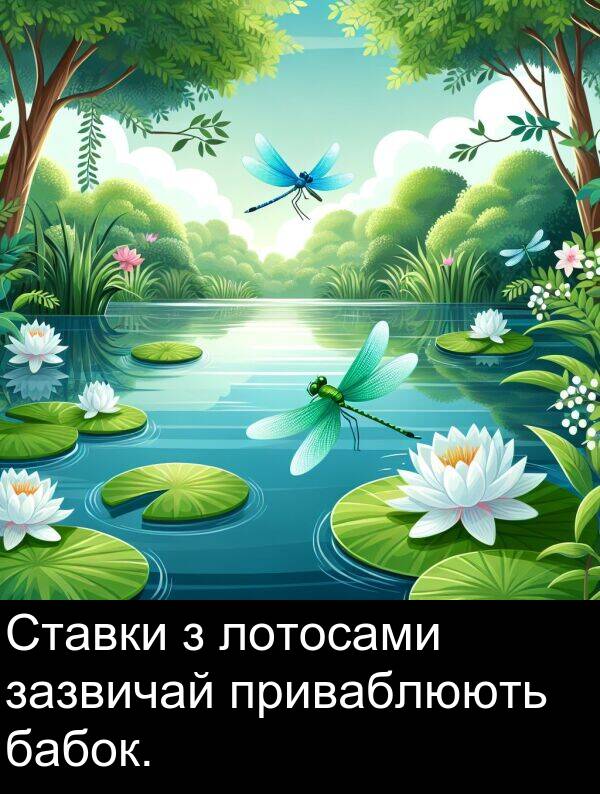лотосами: Ставки з лотосами зазвичай приваблюють бабок.