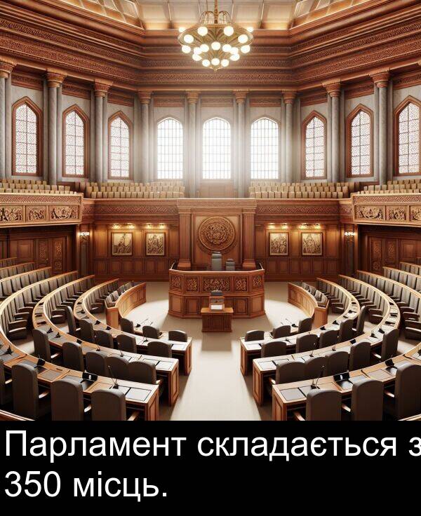 місць: Парламент складається з 350 місць.