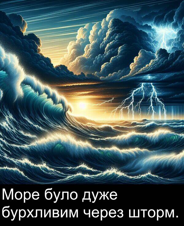 шторм: Море було дуже бурхливим через шторм.