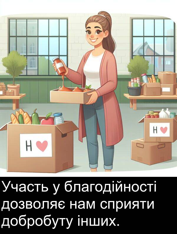 благодійності: Участь у благодійності дозволяє нам сприяти добробуту інших.