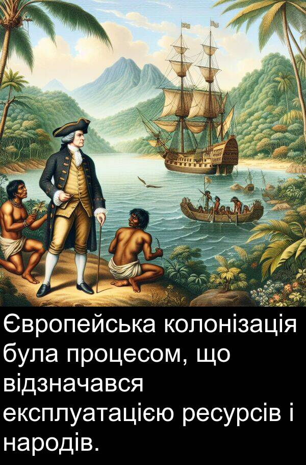 ресурсів: Європейська колонізація була процесом, що відзначався експлуатацією ресурсів і народів.
