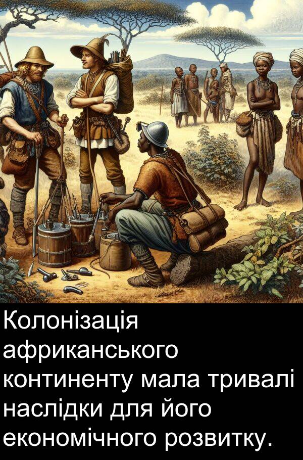 мала: Колонізація африканського континенту мала тривалі наслідки для його економічного розвитку.