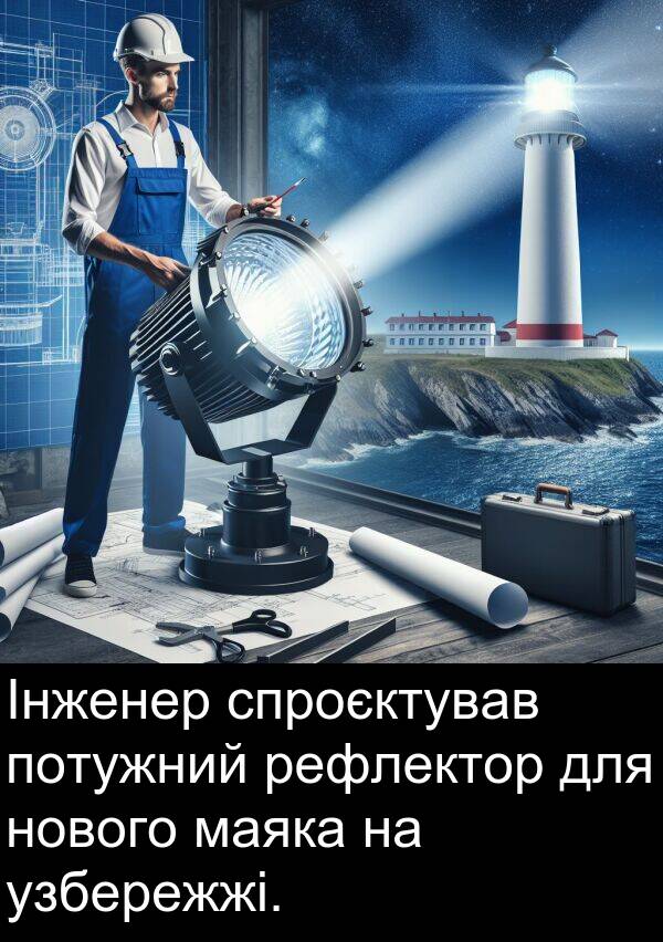 маяка: Інженер спроєктував потужний рефлектор для нового маяка на узбережжі.