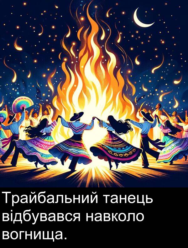 навколо: Трайбальний танець відбувався навколо вогнища.