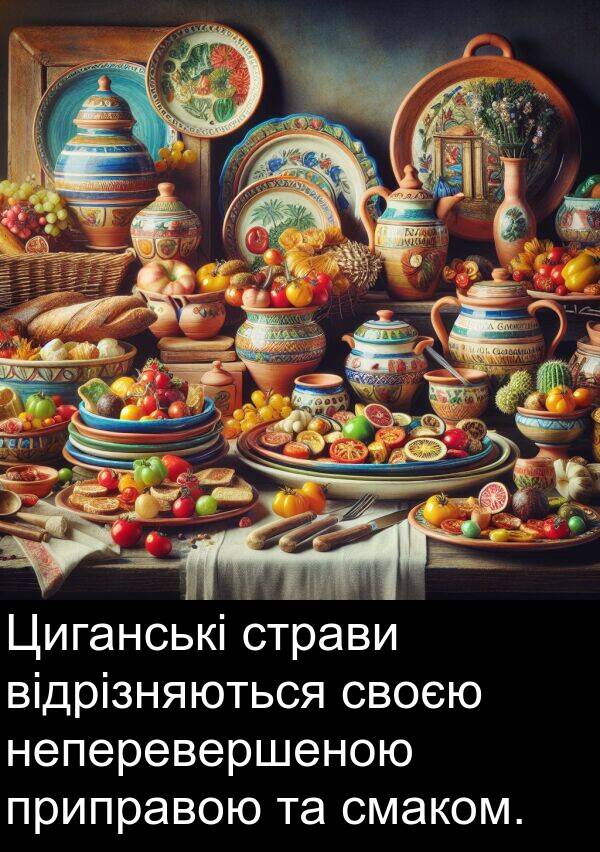 відрізняються: Циганські страви відрізняються своєю неперевершеною приправою та смаком.