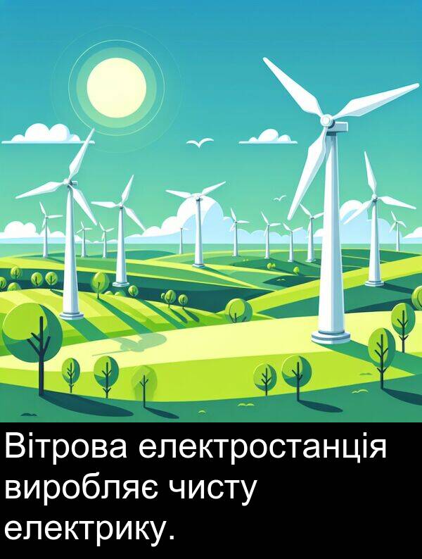 електрику: Вітрова електростанція виробляє чисту електрику.