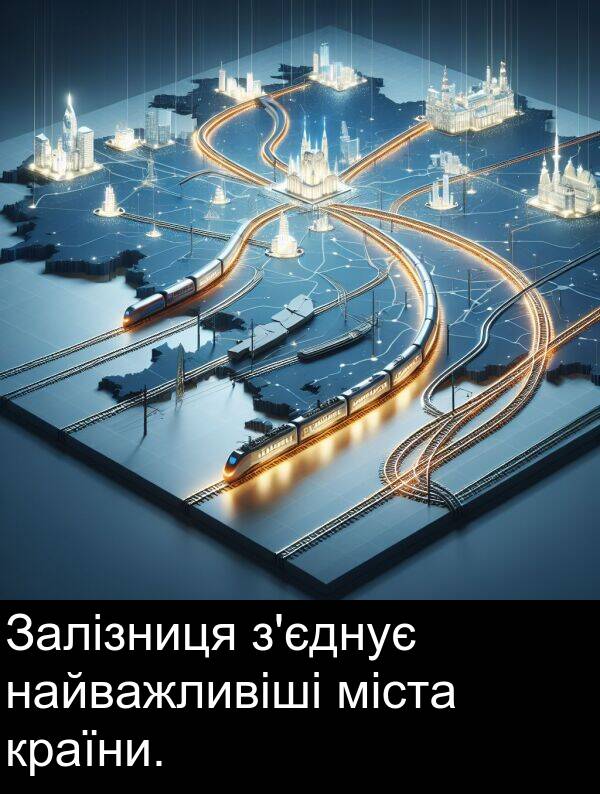 найважливіші: Залізниця з'єднує найважливіші міста країни.