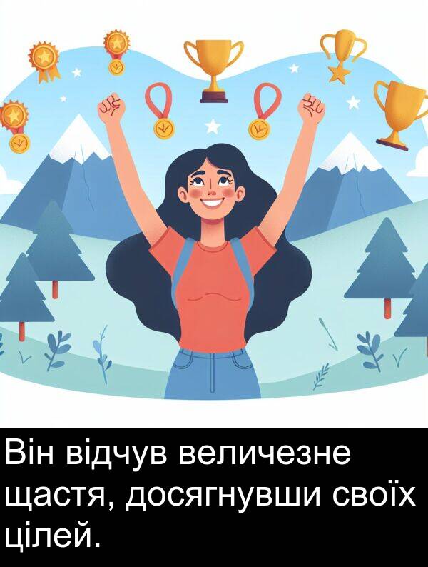 відчув: Він відчув величезне щастя, досягнувши своїх цілей.