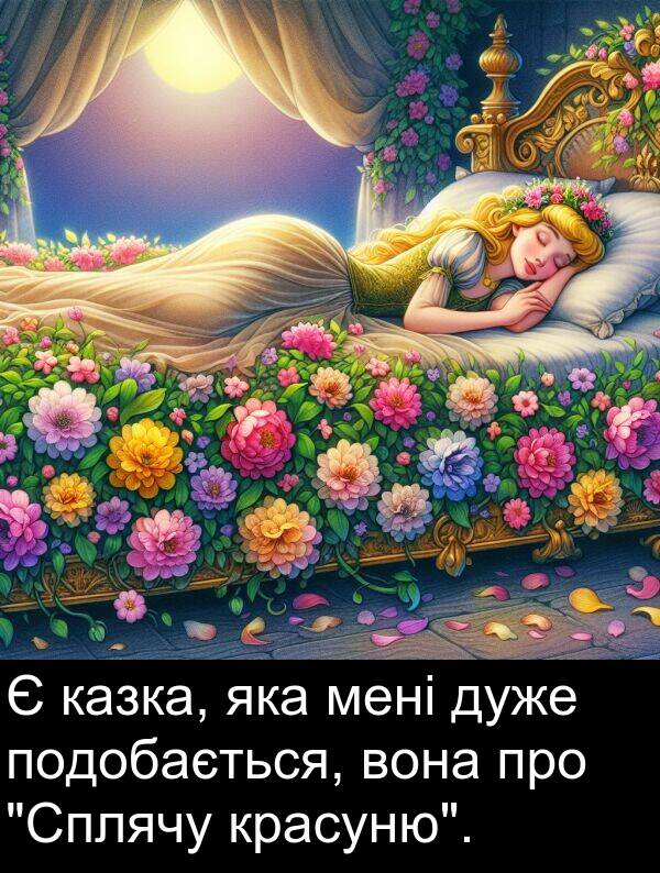 вона: Є казка, яка мені дуже подобається, вона про "Сплячу красуню".