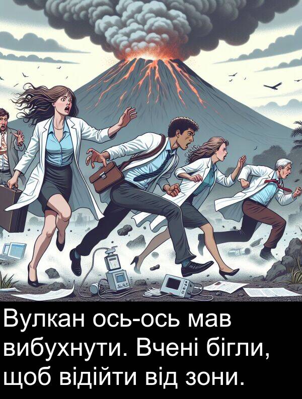 бігли: Вулкан ось-ось мав вибухнути. Вчені бігли, щоб відійти від зони.