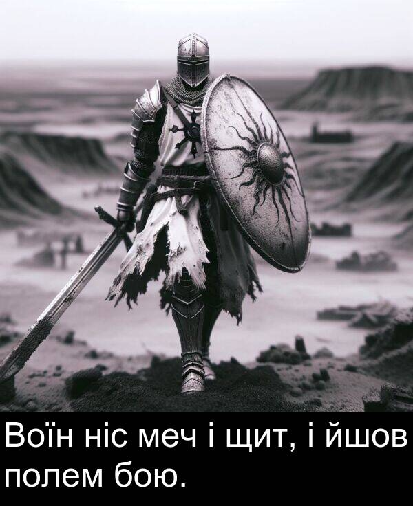 щит: Воїн ніс меч і щит, і йшов полем бою.