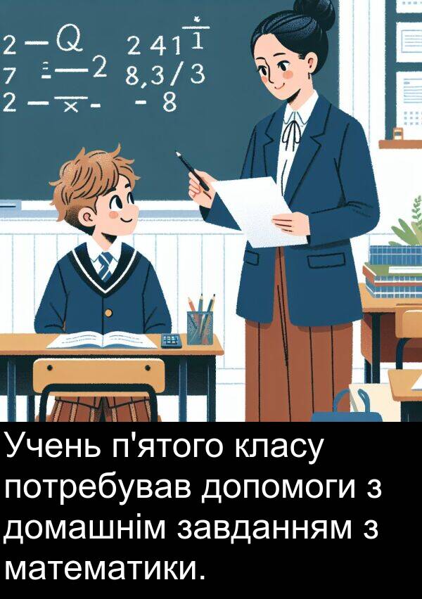 класу: Учень п'ятого класу потребував допомоги з домашнім завданням з математики.
