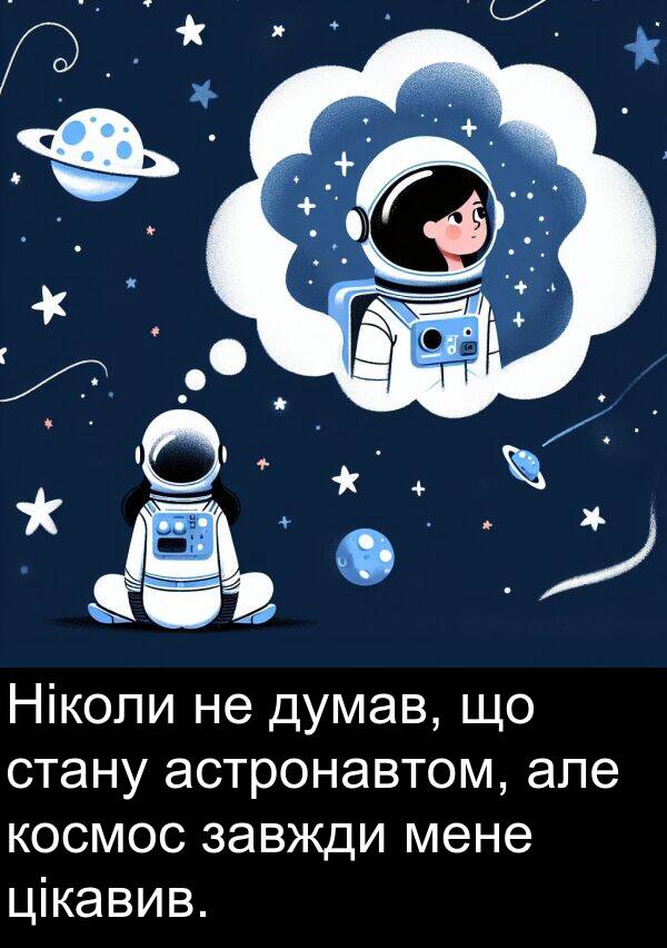 цікавив: Ніколи не думав, що стану астронавтом, але космос завжди мене цікавив.