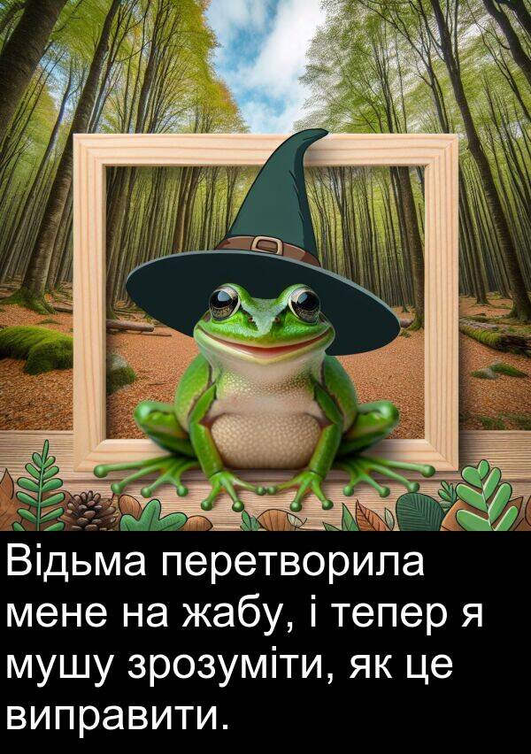 тепер: Відьма перетворила мене на жабу, і тепер я мушу зрозуміти, як це виправити.
