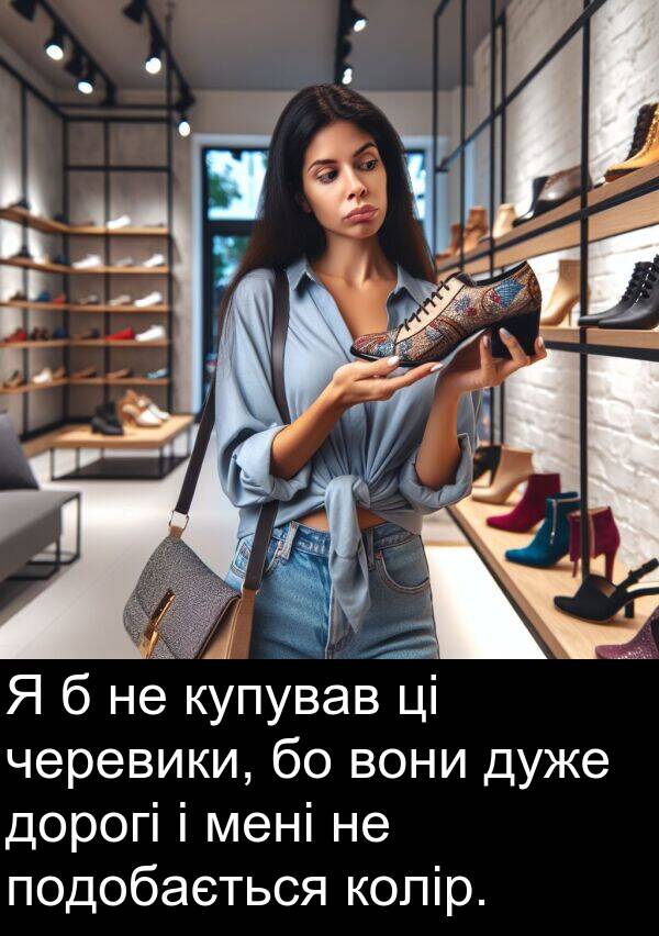 черевики: Я б не купував ці черевики, бо вони дуже дорогі і мені не подобається колір.