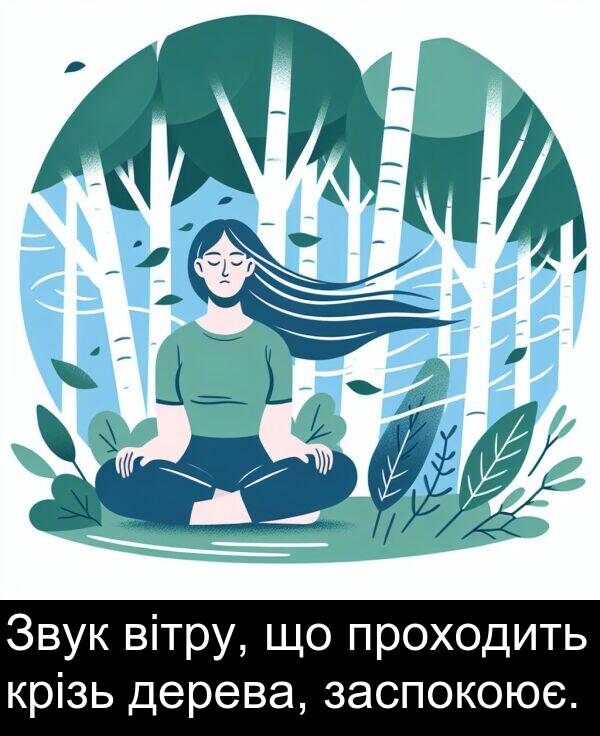вітру: Звук вітру, що проходить крізь дерева, заспокоює.