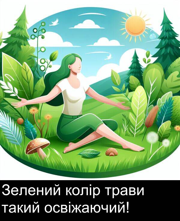 такий: Зелений колір трави такий освіжаючий!