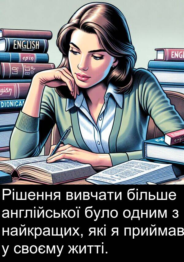найкращих: Рішення вивчати більше англійської було одним з найкращих, які я приймав у своєму житті.